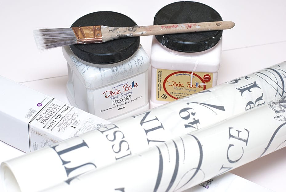 Dixie Belle Primer & Paint & IOD Transfer for Vintage Tea Cart