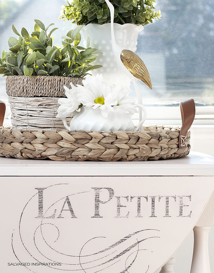La Petite Iron Orchid Graphic on Painted Tea Cart