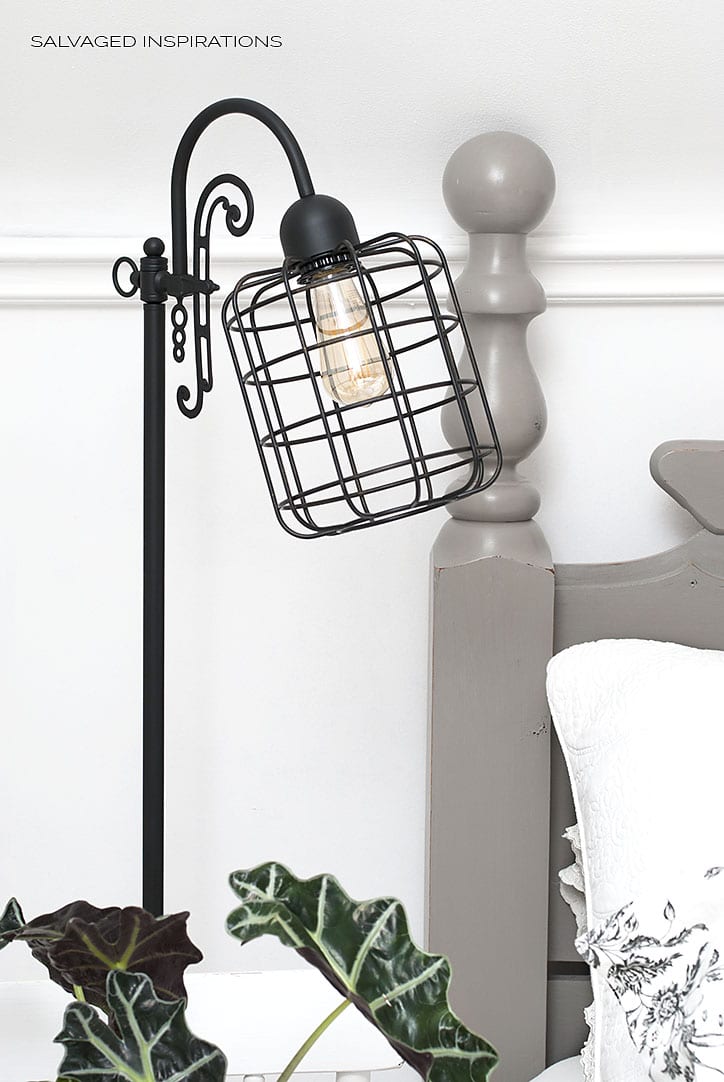 Salvaged Light Stand w DIY Cage Light