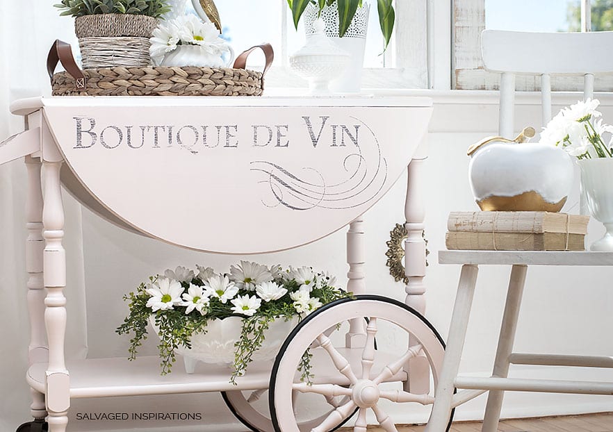 Tea Cart Painted w Dixie Belle Pink Champagne