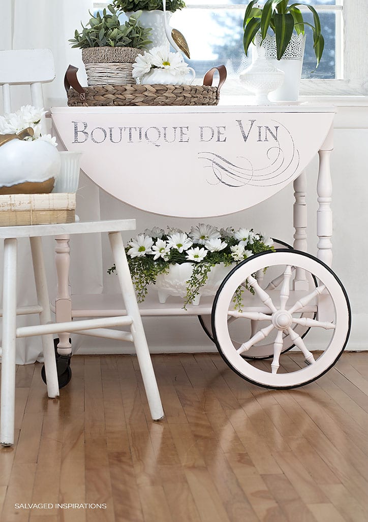 Vintage Tea Cart Painted w Dixie Belle's Pink Champagne