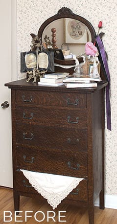 Fumed Oak Bedroom Dresser - Before