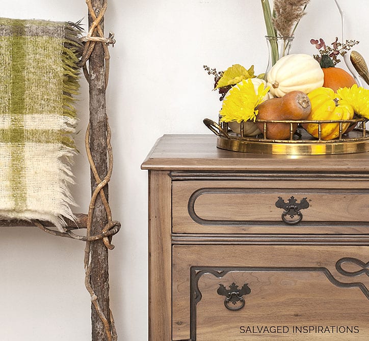 RAW Wood Dresser w Ladder+Gourdes