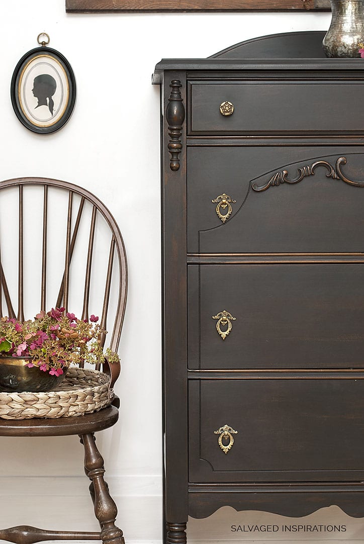 Vintage Dresser Painted in Dixie Belle Caviar Black