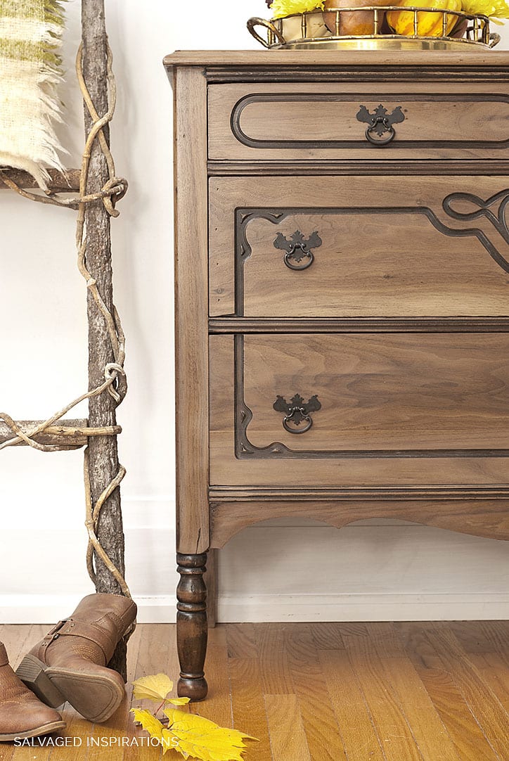 Walnut Solid Wood Dresser1 w Salvaged Ladder