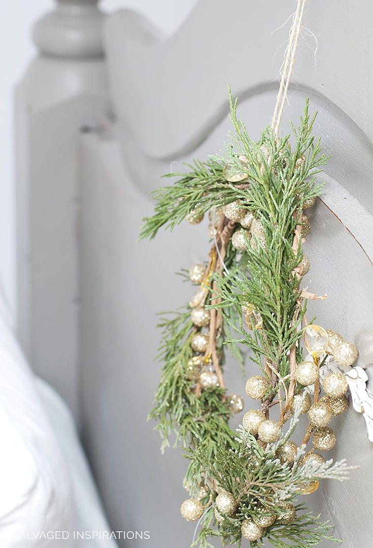 Evergreen Wreath on Headboard