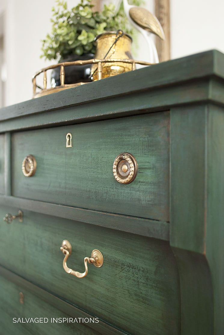Layered Chalk Painted Empire Dresser w Brass Handles