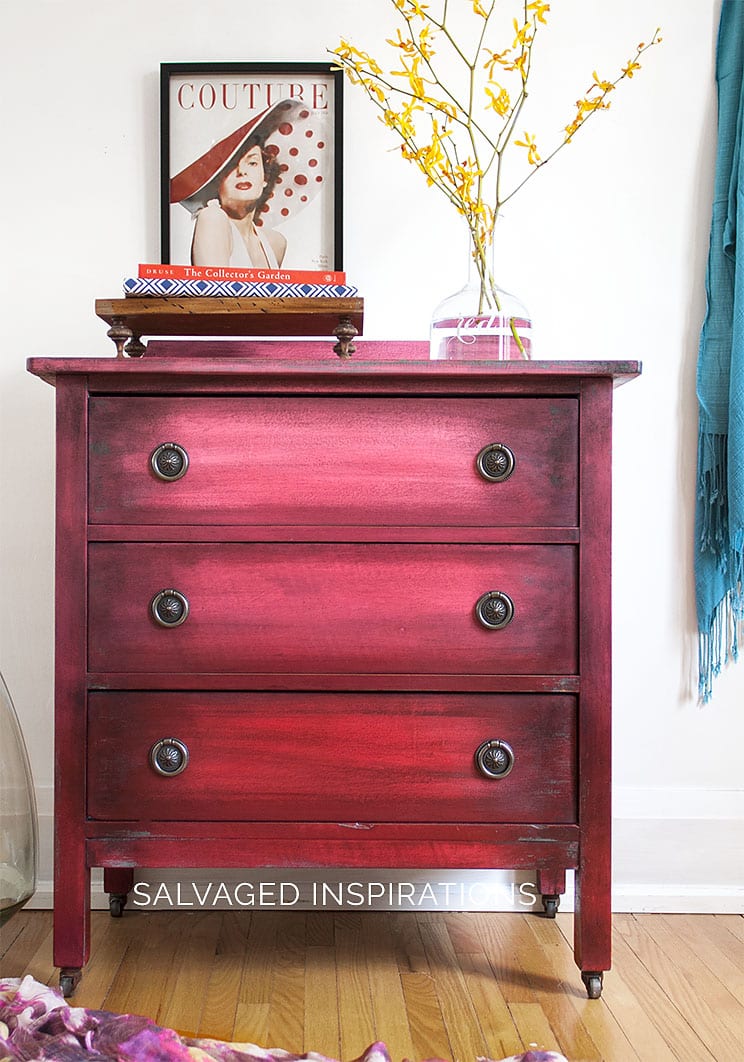Chalk Painted Ombré Painting Effect on Small Dresser