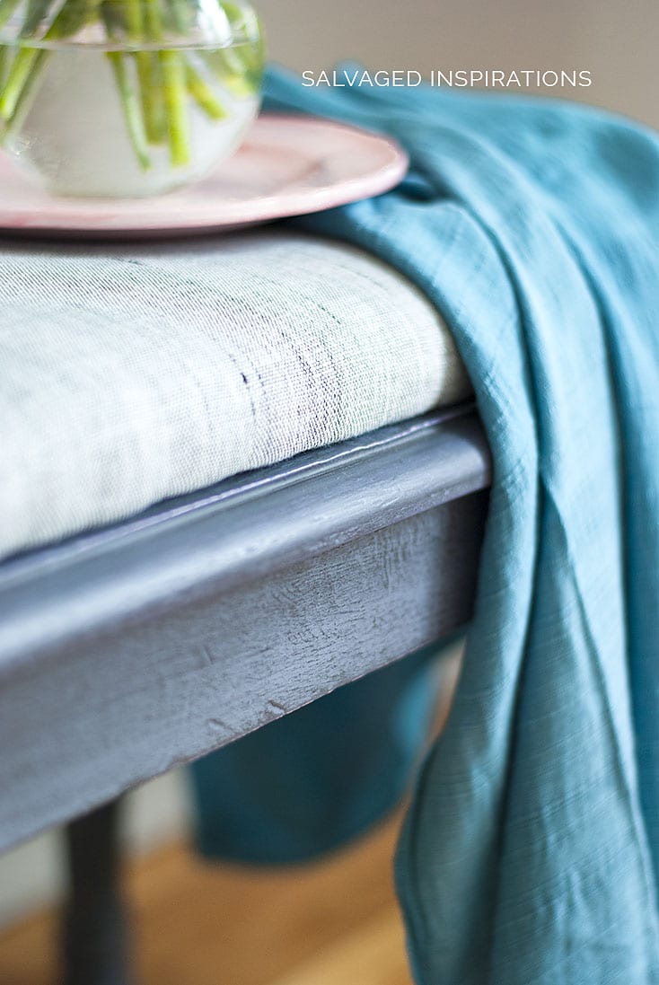 CloseUp Of Upholstered Cane Bench Makeover