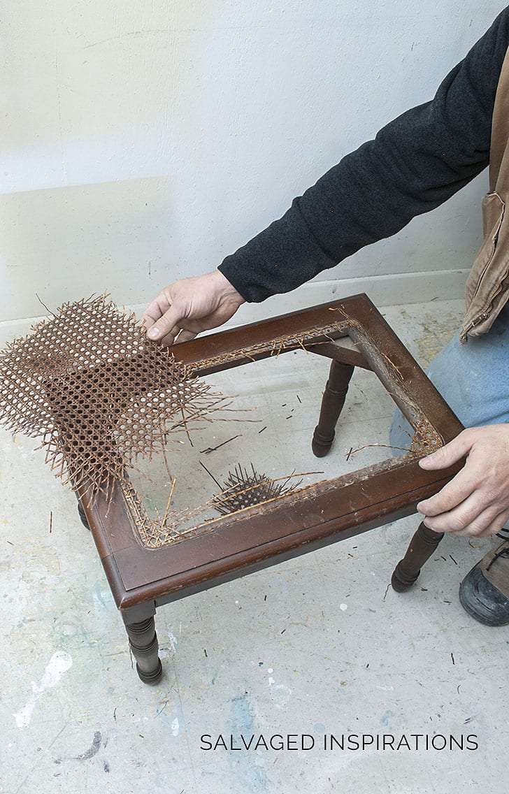 Removing Sagging & Ripped Cane from Cane Bench