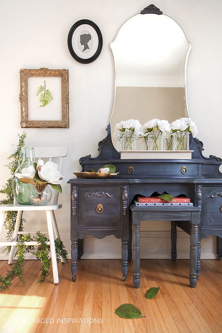 Vintage Vanity Painted in Layered Chalk Mineral Paint