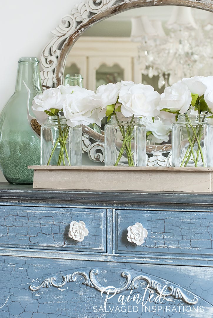 Close Up of Crackle Modern Farmhouse Dresser Restyle