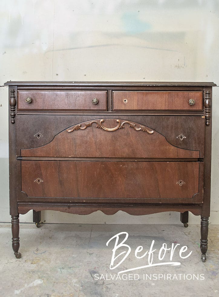 Crackle Milk Painted Dresser - Before-Recovered