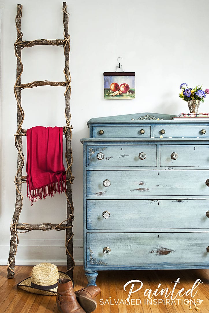 Faded Denim Dresser Painted w DB Blues