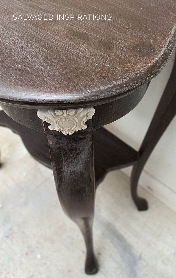 Sanded Table w Glued On Iron Orchid Paintable Mold