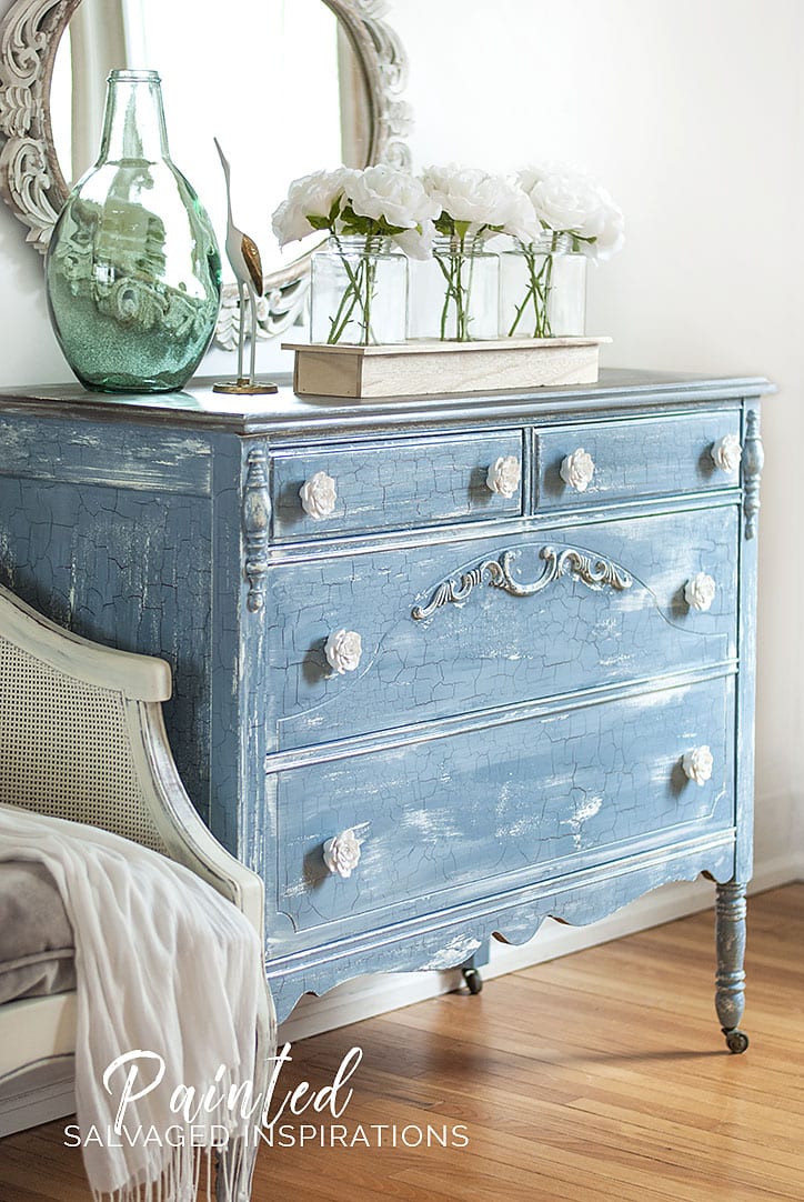 Side View Of Modern Farmhouse Crackle Dresser