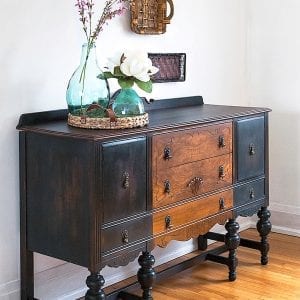 DB Painted & Stained Buffet w Faux Drawer