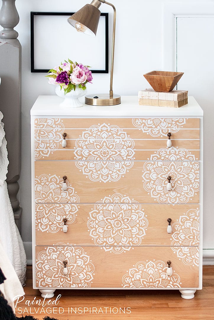 Mandela Stenciled MCM Dresser Makeover