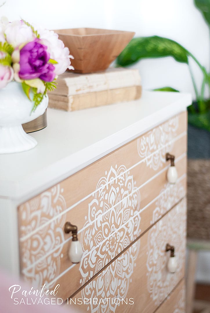 Stencilled Mid Century Dresser - Mandala Design