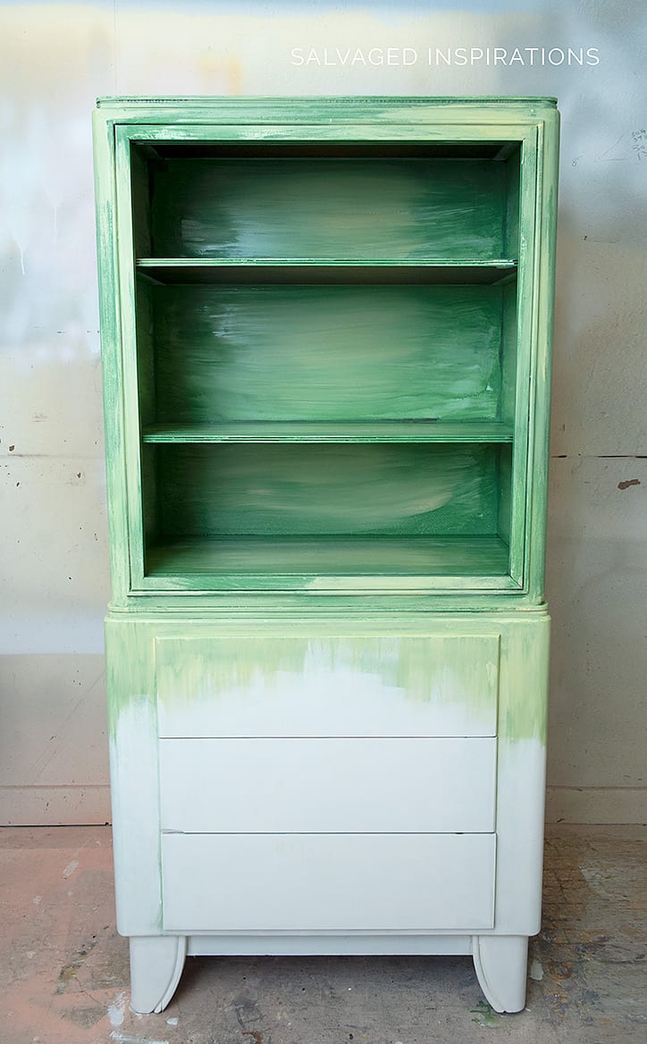 Blending Chalk Mineral Paint on Hutch - Before