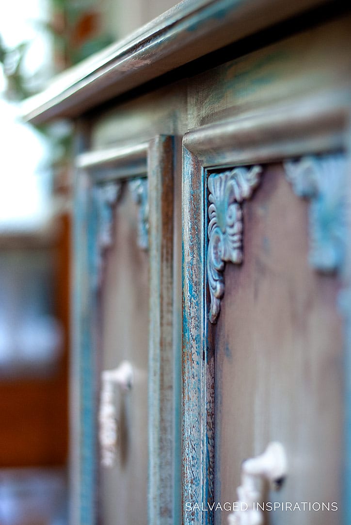 Tinted Waxed Buffet - Close Up