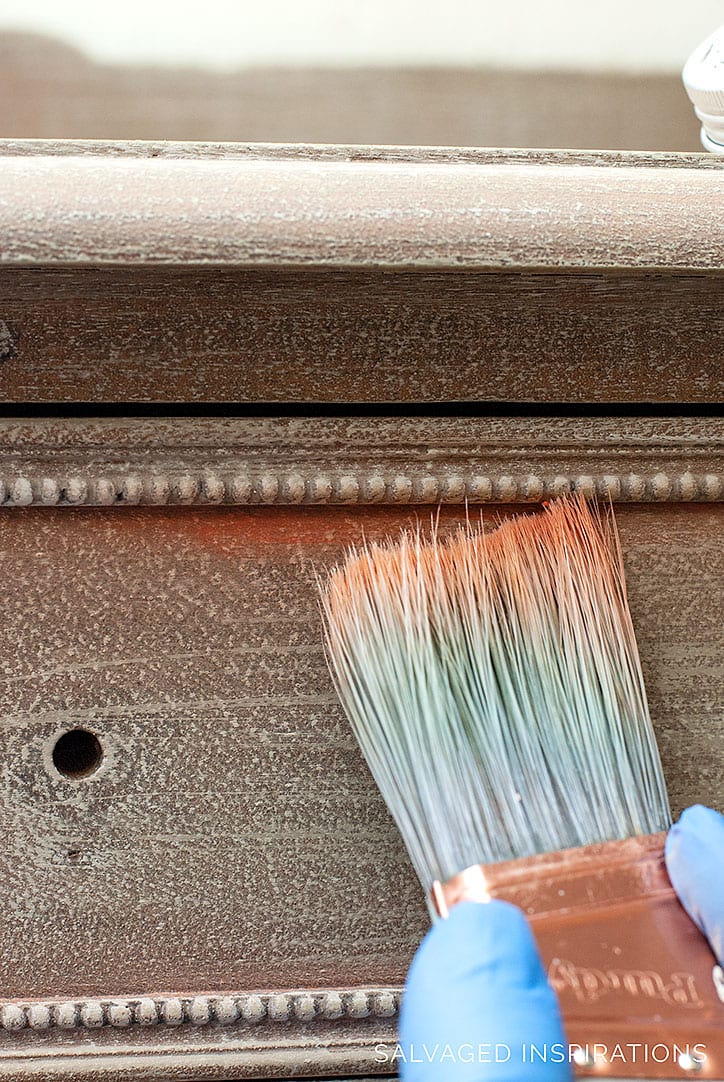 Applying Artisan Powder to Salvaged Dresser Redo