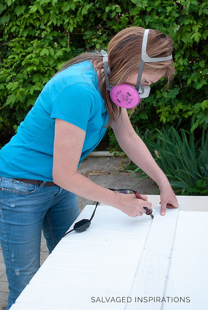 Working on DIY Faux Brick Wall 