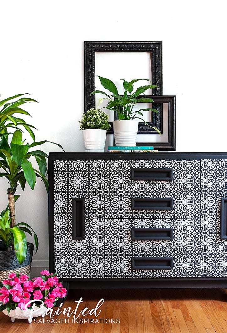 Furniture Stenciling - Coffee Bean Buffet Makeove