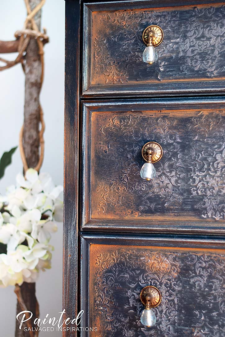 Thrift Dresser Painted w Copper Guilding Wax