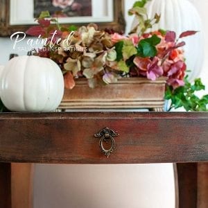 Close Up of Painted DB Entryway Table by Salvaged Inspirations