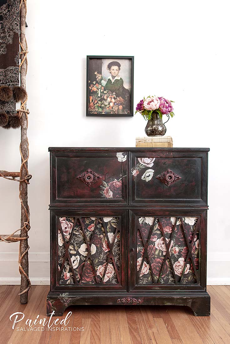 Furniture Transfer Rub on Painted Stereo Cabinet