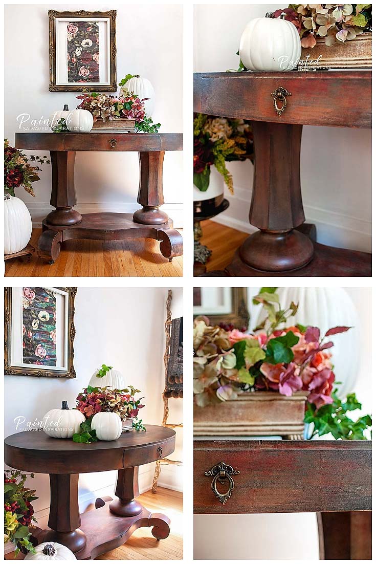 Oval Entryway Table Makeover For Fall - Salvaged Inspirations