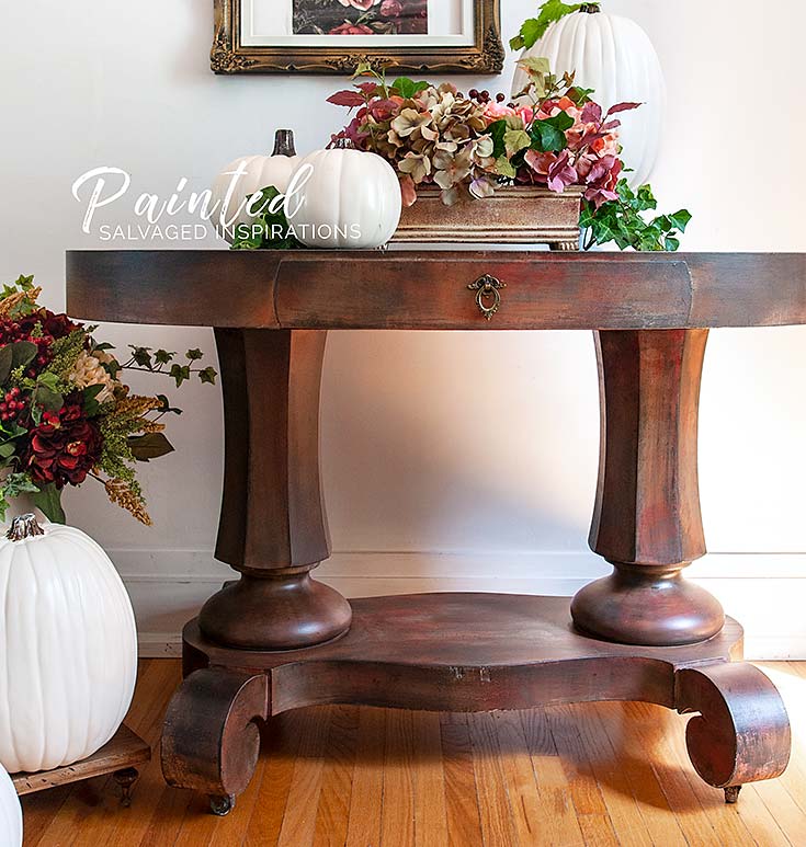 Salvaged Entryway Table - Painted w DB