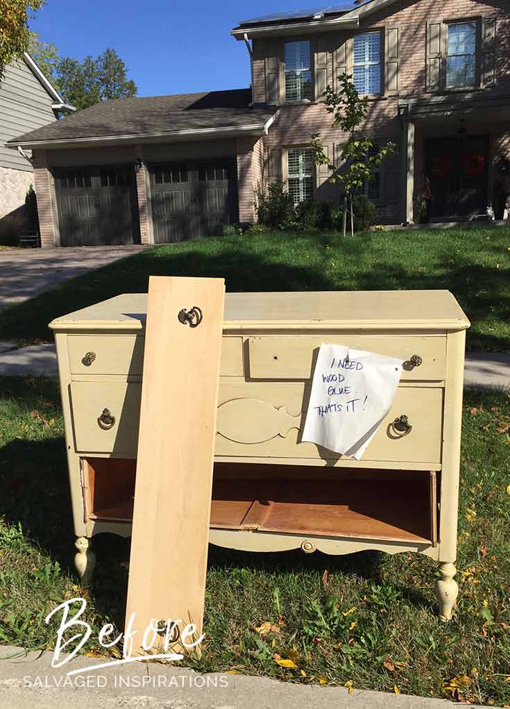 Curb Shopped Vintage Dresser w Broken Drawer