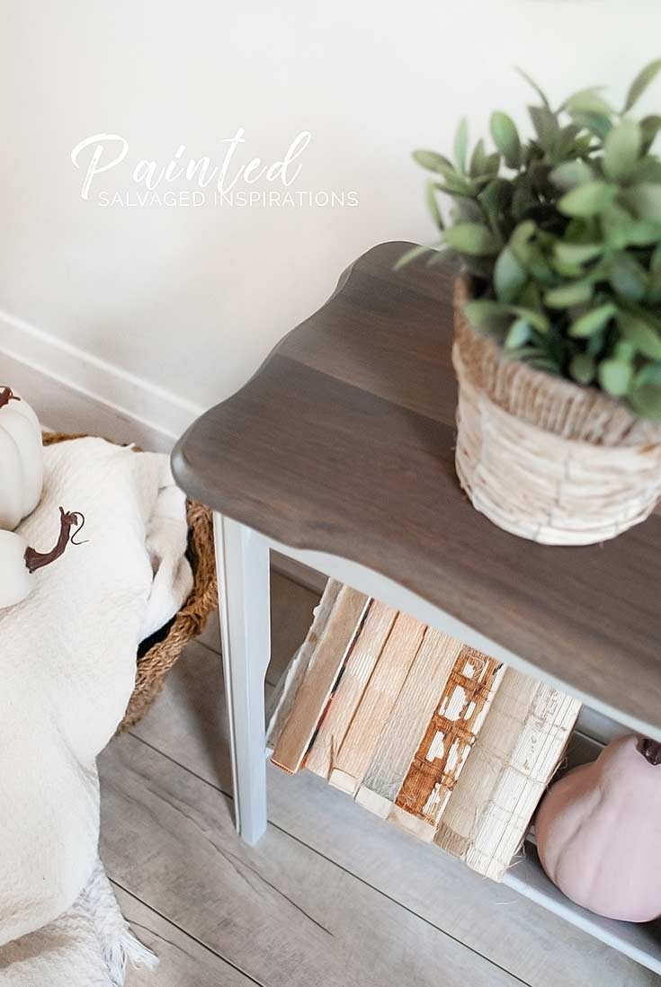 Top View of Painted and Stained Magazine Rack Table