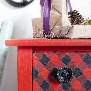 Close Up of Painted Buffalo Plaid on Furniture