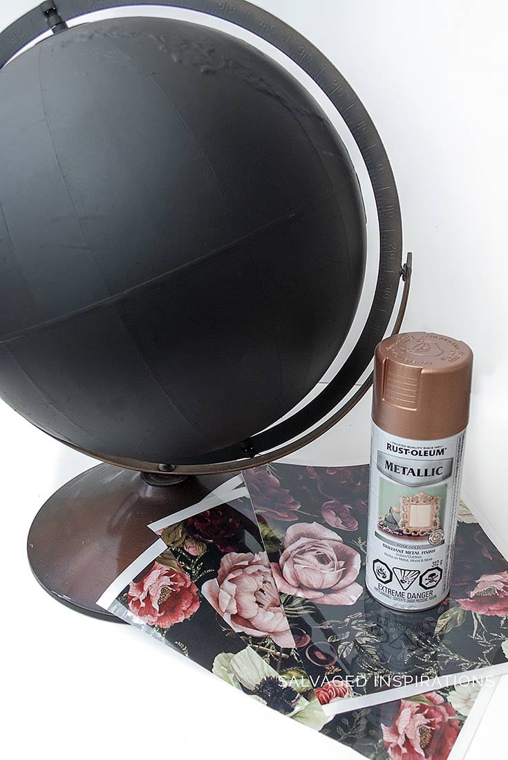 DIY Painted Globe w Rub-On-Transfers - Before1