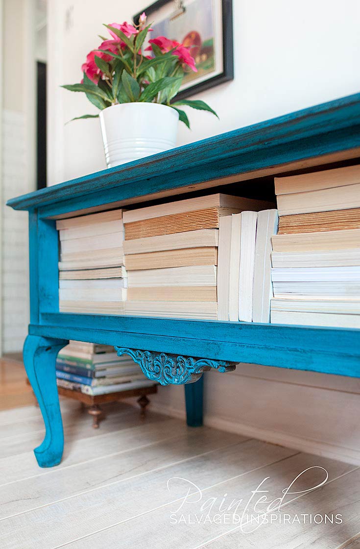 Peacock-Painted-French-Provincial-End-Table