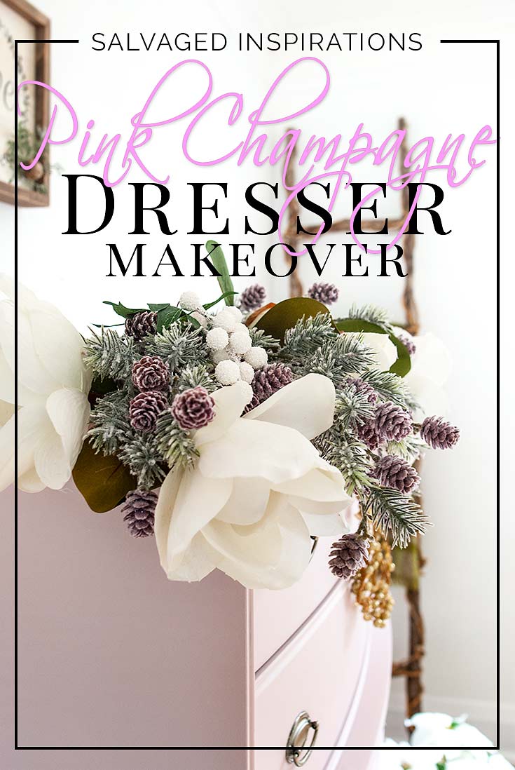 Christmas Greenery on Pink Champagne Dresser