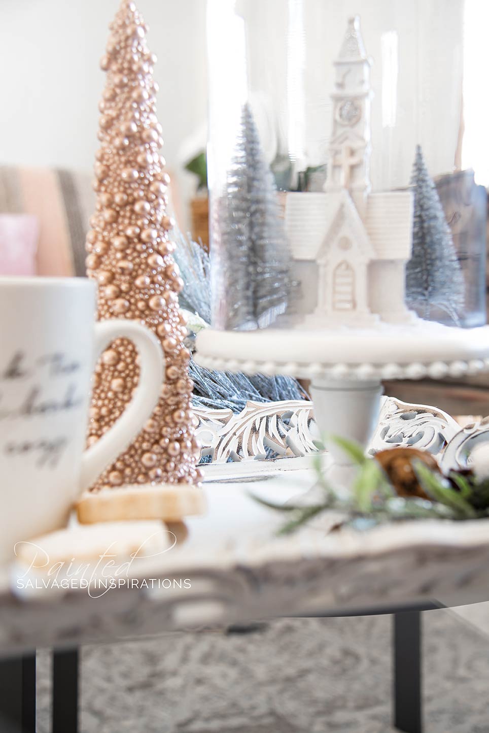 DIY Wood Tray Makeover Sanded w Feet