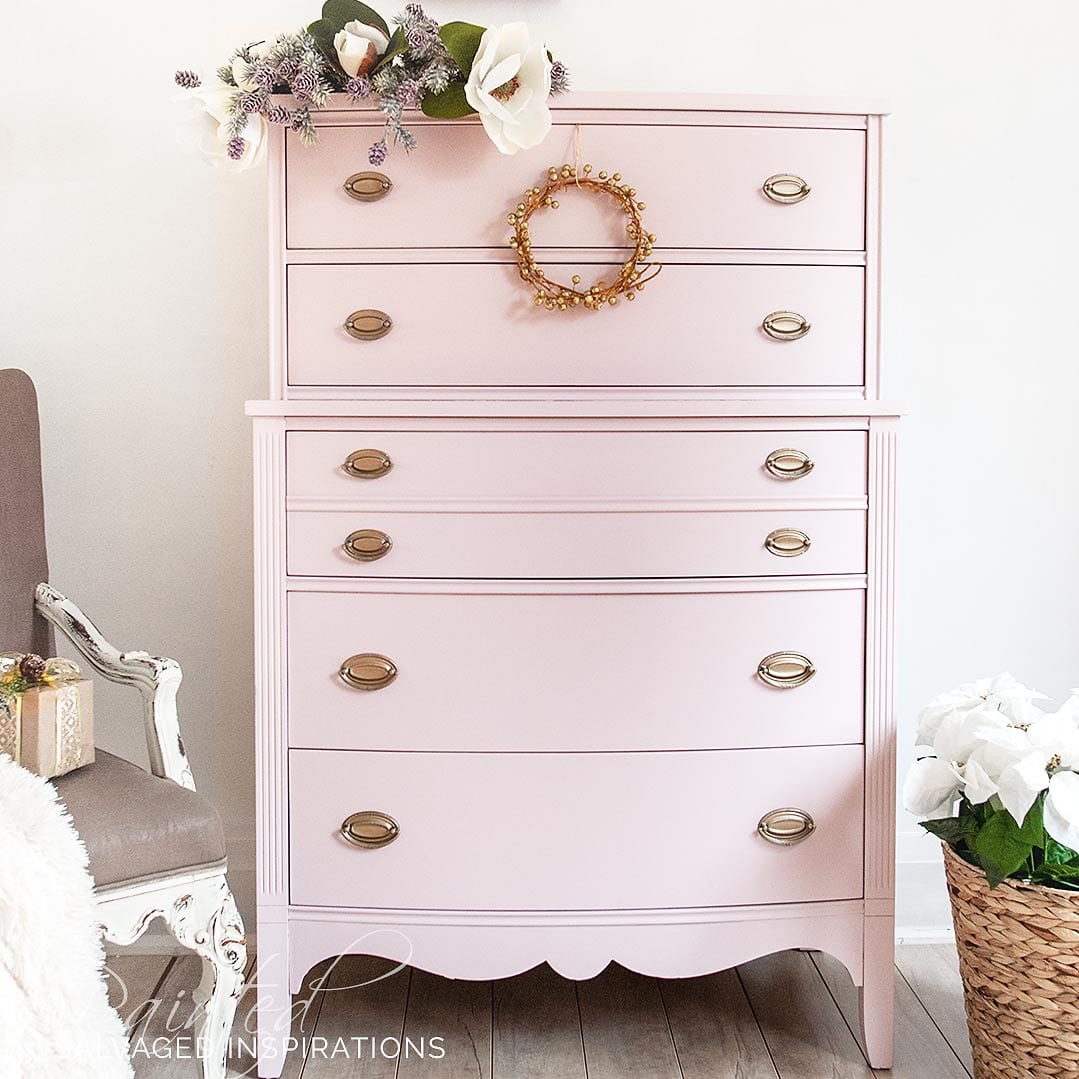 Painted Furniture Tallboy Pink Dresser MakeoverIG