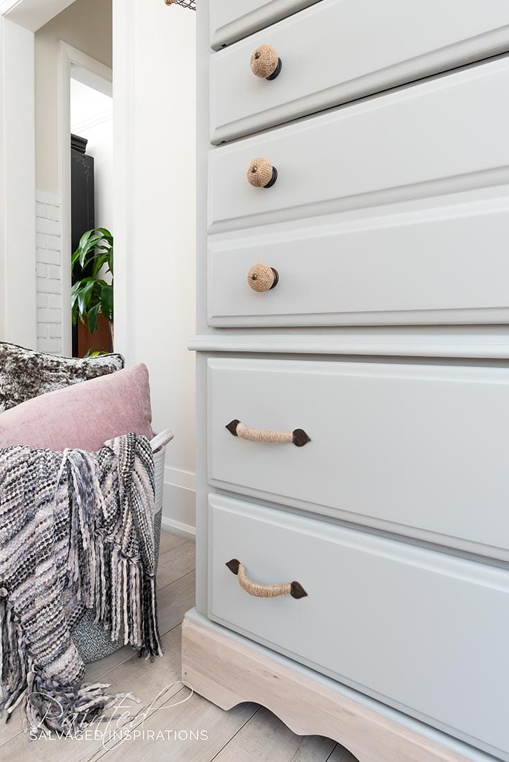 Burlap Hardware on DIY Dresser Makeover