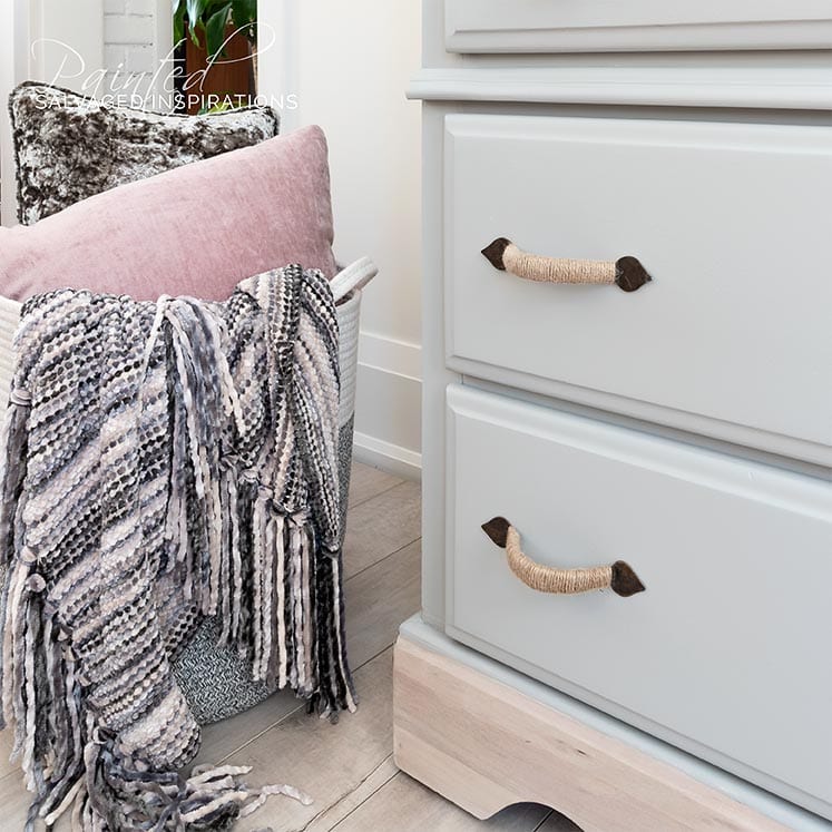 Burlap Hardware on DIY Dresser MakeoverIG