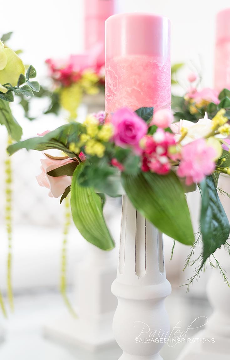 Close Up of Chair Leg Pillar Candle Holders