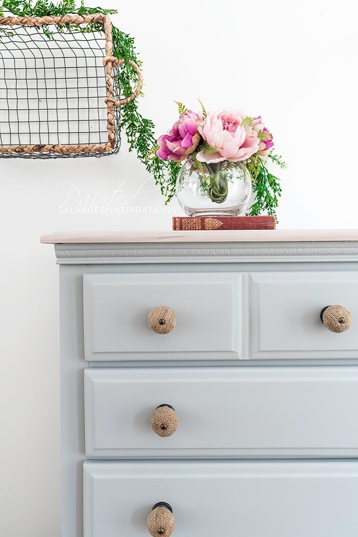 Close Up of Salvaged DIY Dresser Makeover