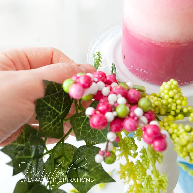 Glue Valentines Day Florals For DIY Candle Holders