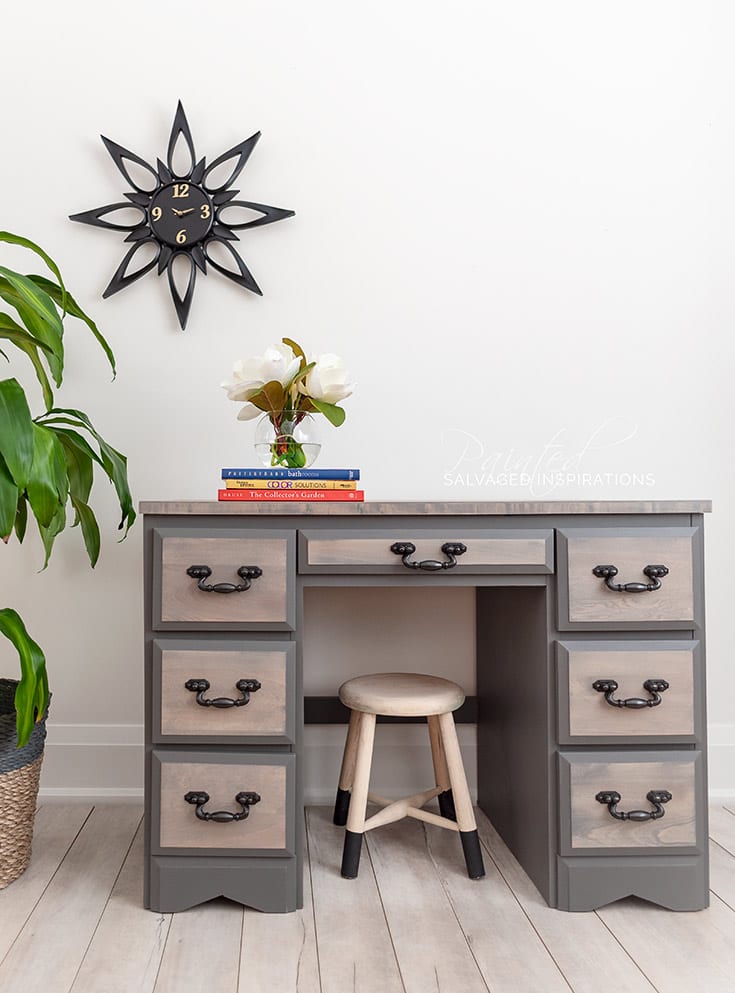 Updated Desk w Paint and Stain Salvaged Inspirations