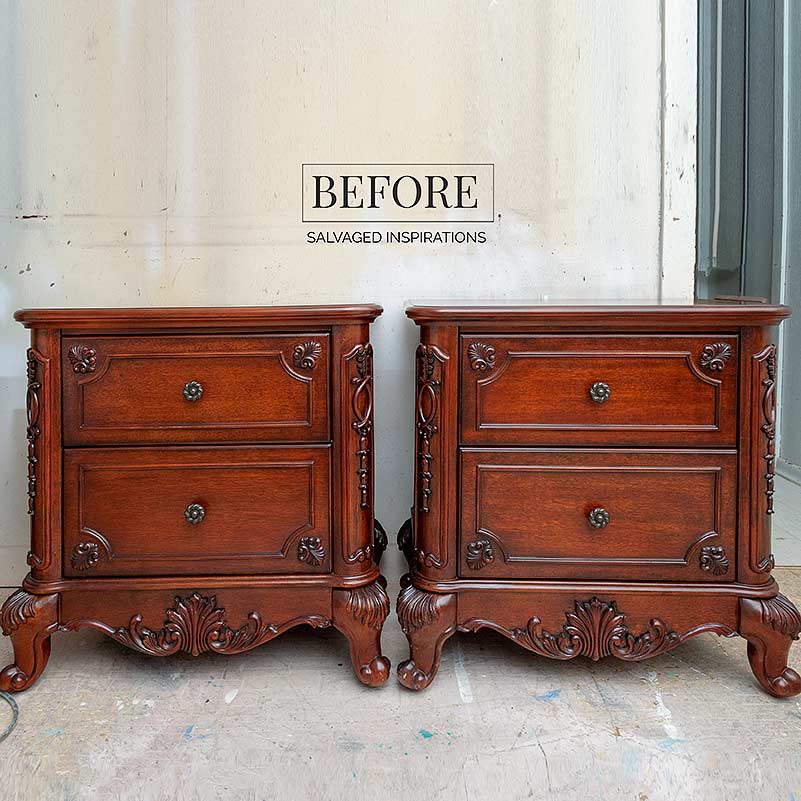 Black Painted Nightstands - Before