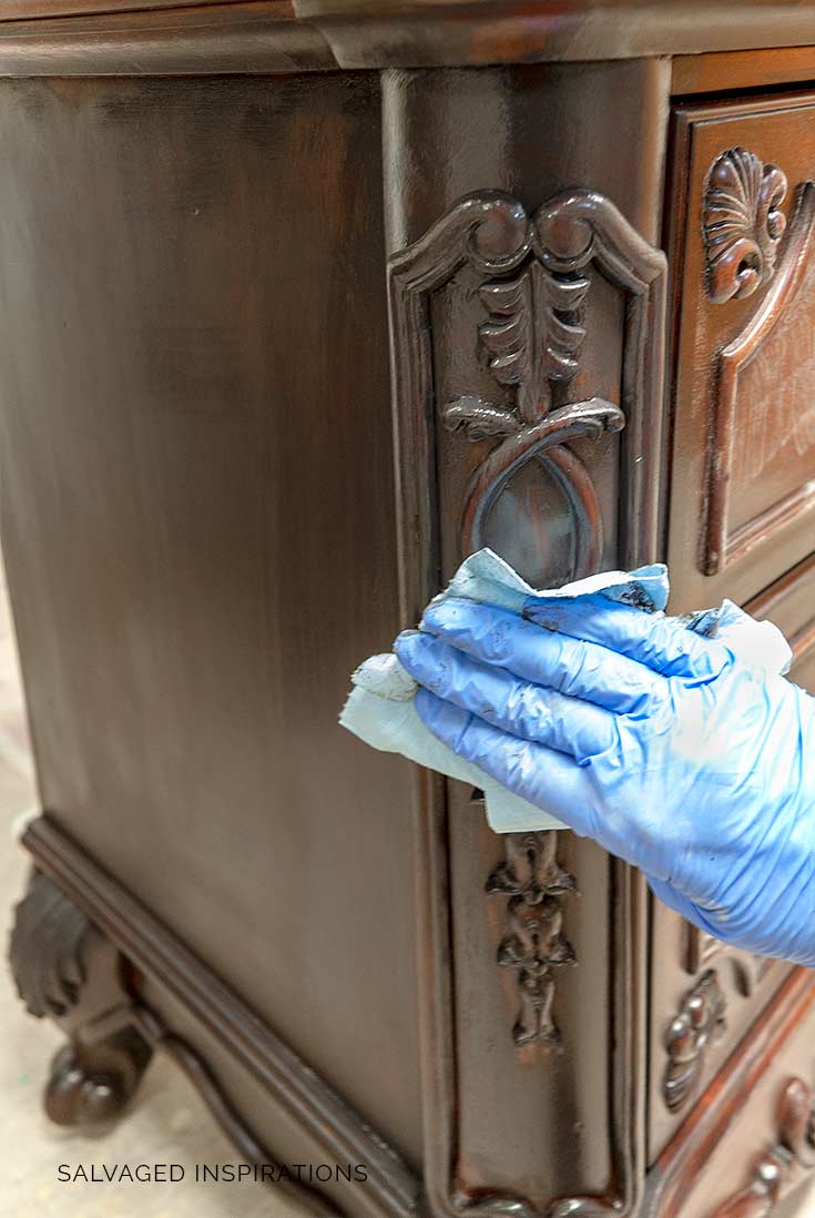 Black Wash Paint Technique on Nightstand