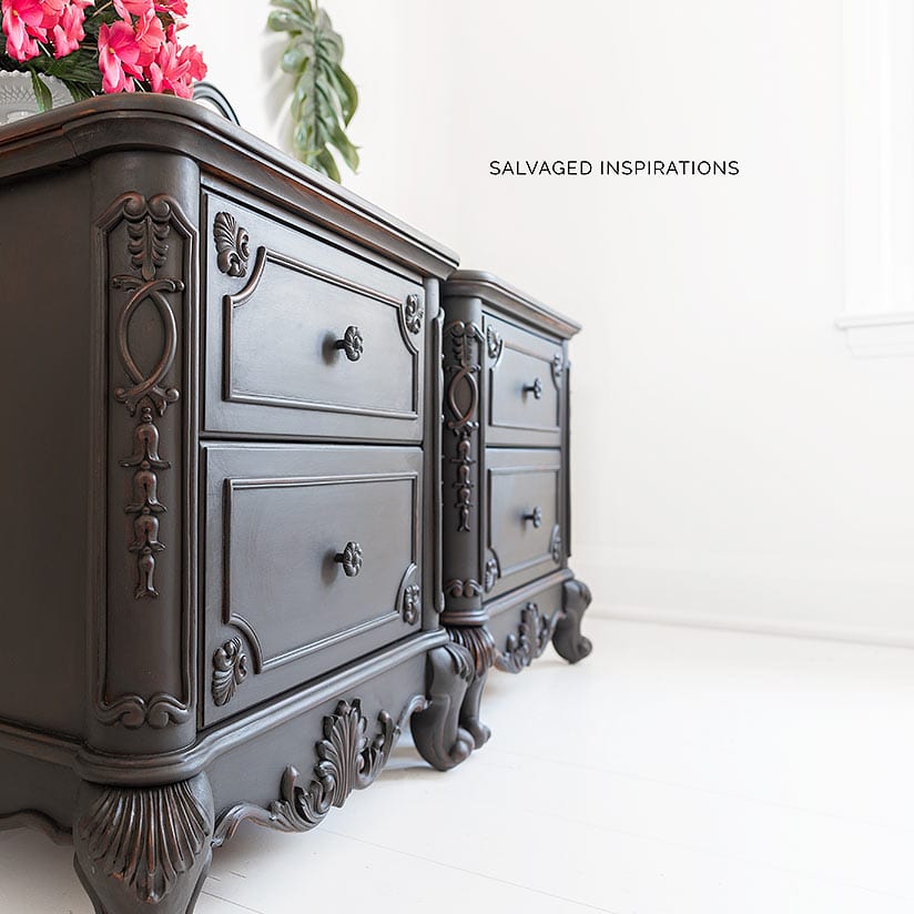 Black Wash on Painted NightStands Side View